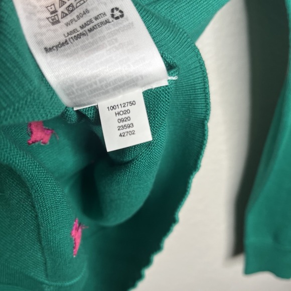 Women's XS Button Up Cardigan Sweater Scotty Dog Green Cotton Lightweight Preppy - Picture 8 of 13